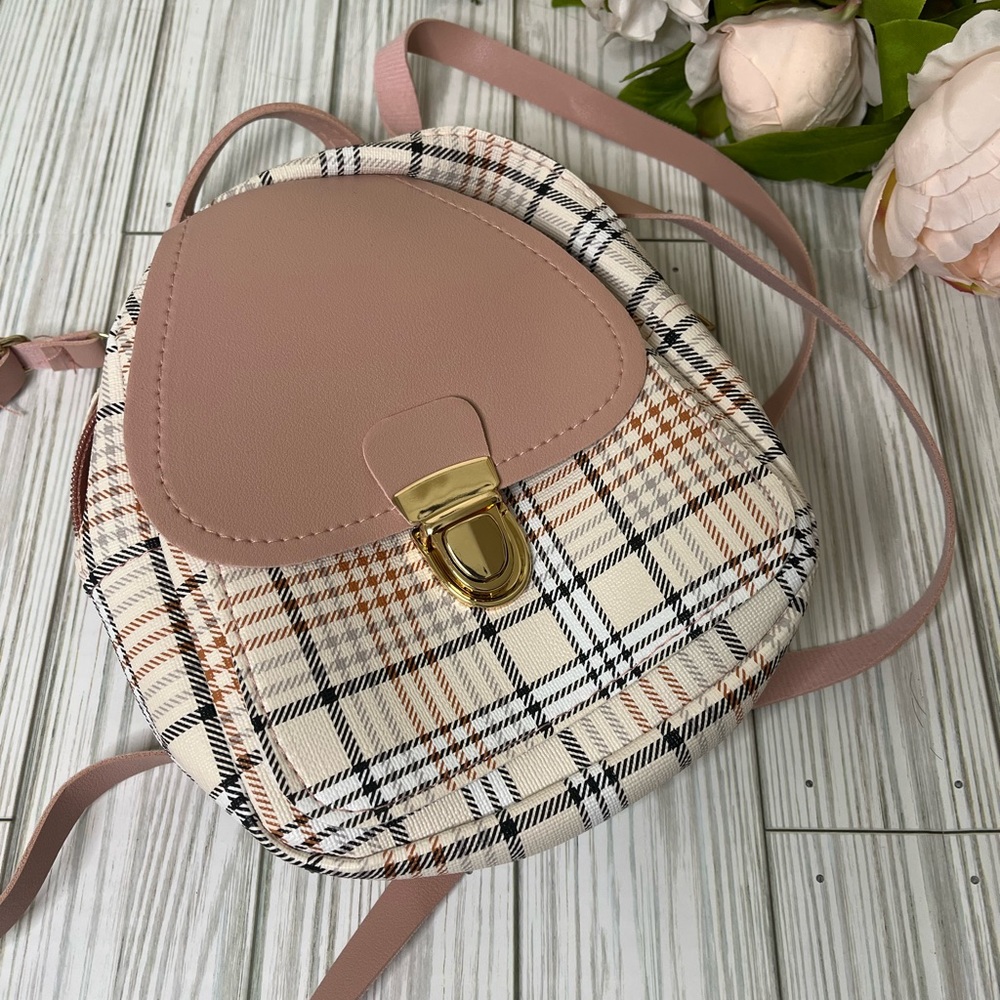 Pink & Plaid Mini Backpack | Small Pink Bags